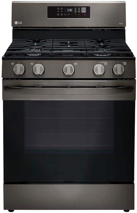 LG 5.8 cu. ft. Smart Fan Convection Gas Single Oven Range with Air Fry and EasyClean in Printproof Black Stainless Steel