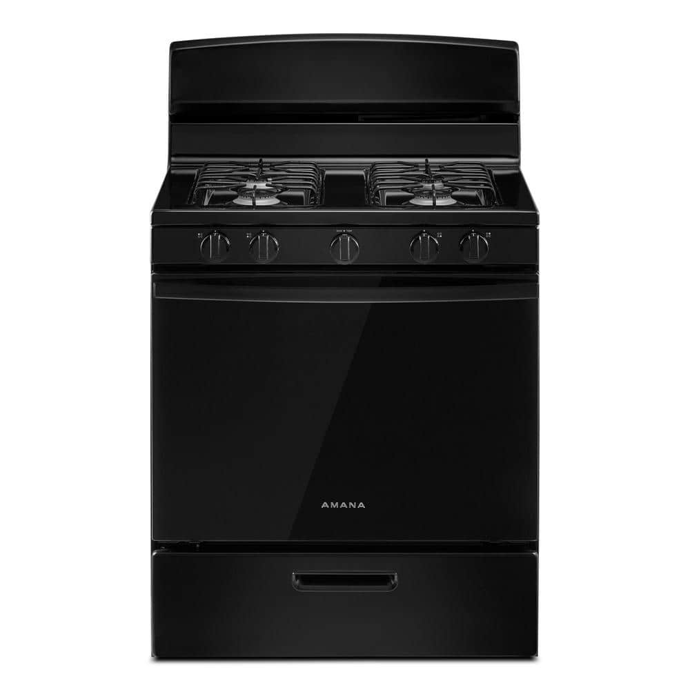Amana 30 in. 4 Burners Freestanding Gas Range in Black with Thermal Cooking
