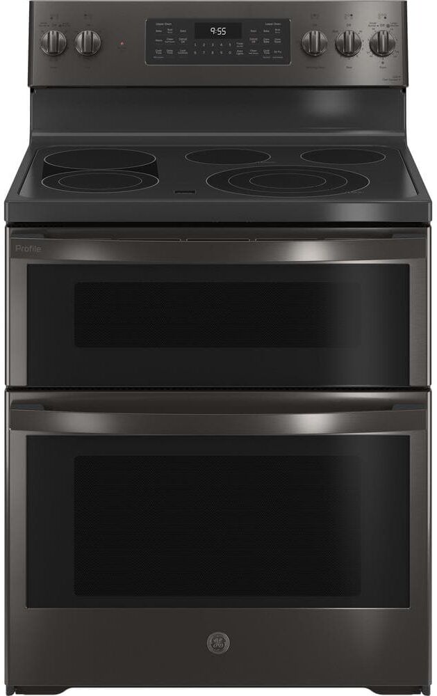 Profile 30 in. 5 Element Smart Freestanding Double Oven Electric Range in Black Stainless with Convection and Air Fry