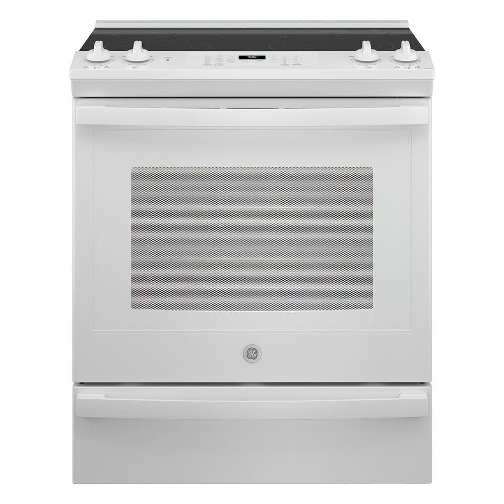 30 in. 5.3 cu. ft. Slide-In Electric Range in White with Convection, Air Fry Cooking