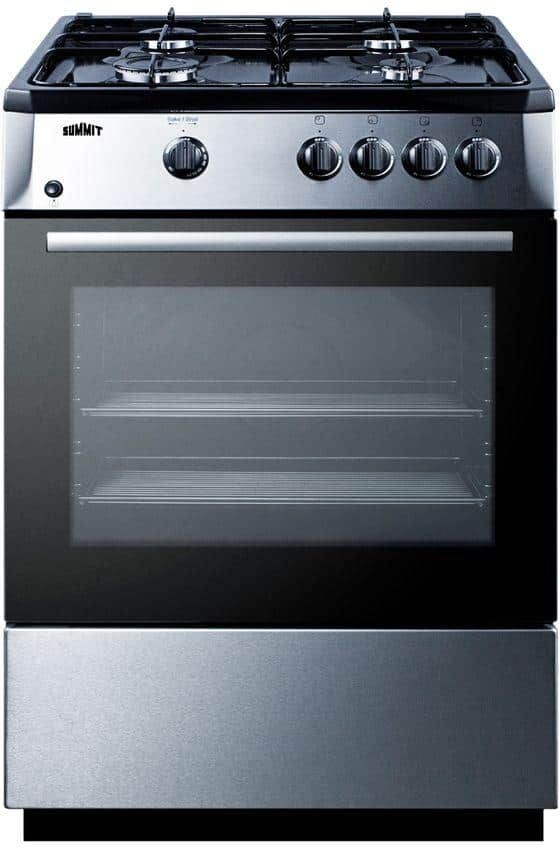 Summit Appliance 24 in. 2.7 cu. ft. Slide-In Gas Range in Black and Stainless Steel