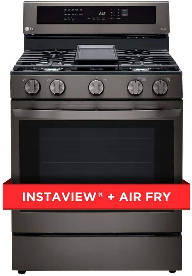 LG 5.8 cu. ft. Smart True Convection InstaView Gas Range Single Oven with Air Fry in PrintProof Black Stainless Steel