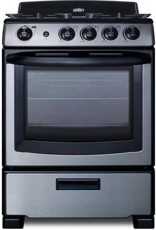 Summit Appliance 24 in. 2.9 cu. ft. Gas Range in Stainless Steel