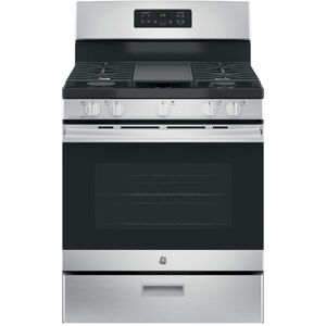 GE 30 in. 5.0 cu. ft. Freestanding Gas Range in Stainless Steel with Griddle, Silver