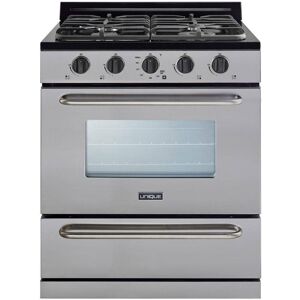 Unique 30 in. 3.9 cu. ft. 4 Burner Off-Grid Freestanding Propane Gas Range in Stainless Steel