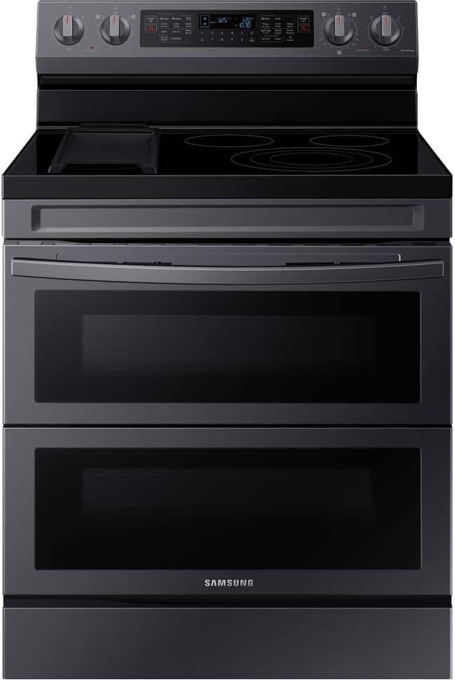 Samsung 6.3 cu. ft. 30 in. Smart Freestanding Double Oven Electric Range in. Fingerprint Resistant Black Stainless Steel