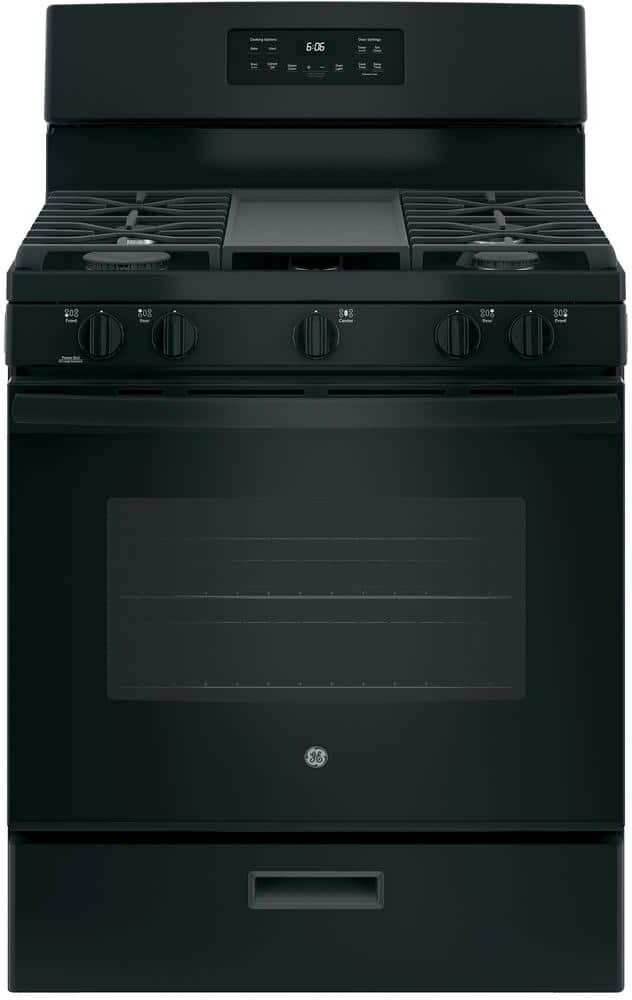 30 in. 5.0 cu. ft. Freestanding Gas Range in Black with Griddle