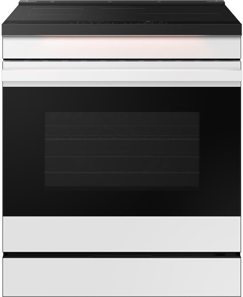 Samsung Bespoke 30 in. 6.3 cu. ft. 4 Element Smart Slide-In Induction Range with Air Sous Vide in White Glass