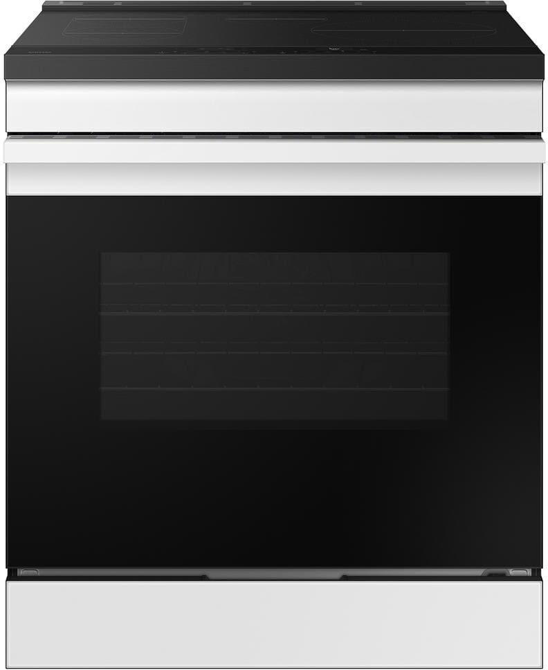 Samsung Bespoke 30 in. 6.3 cu. ft. 4 Element Smart Slide-In Induction Range with Air Fry in White Glass