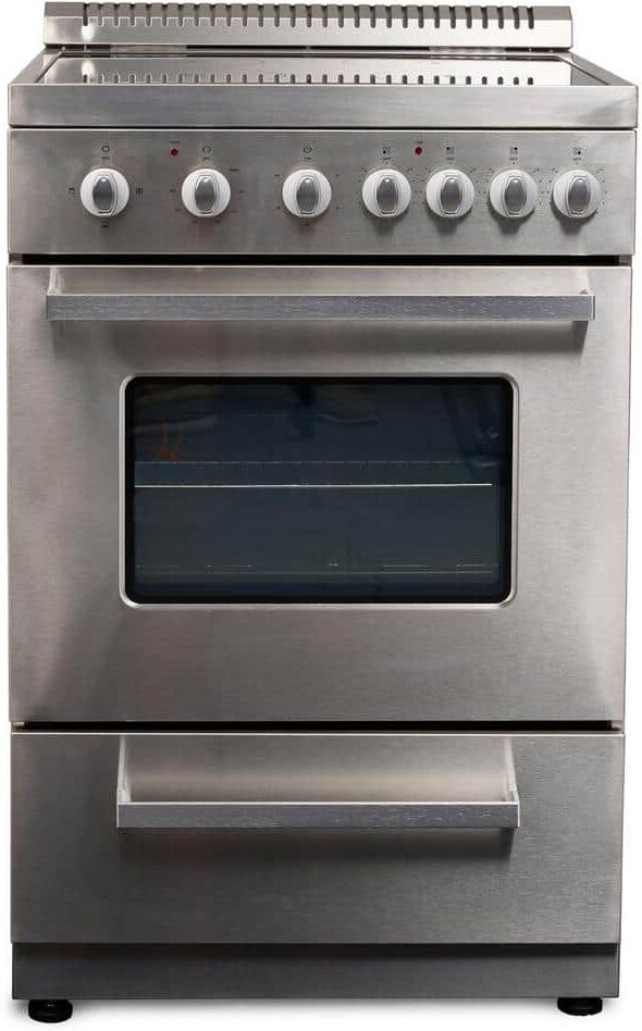 Premium LEVELLA 20 in. 2.1 cu.ft. Single Oven 4-Burner Freestanding Electric Range with Storage Drawer