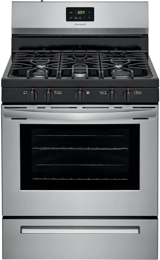 Frigidaire 30 in. 5 Burner Freestanding Gas Range in Stainless Steel