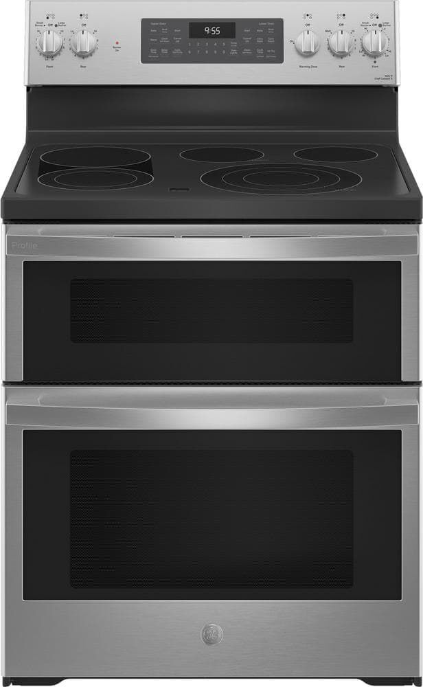 Profile 30 in. 5 Element Smart Freestanding Double Oven Electric Range in Fingerprint Resistant Stainless w/ Convection