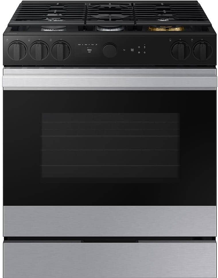 Samsung Bespoke 30 in. 6.0 cu. ft. 5 Burner Smart Slide-In Gas Range with Air Sous Vide & Air Fry in Stainless Steel