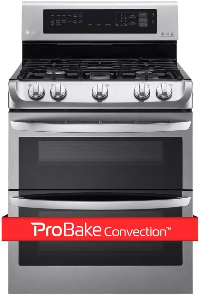 LG 6.9 cu. ft. Double Oven Gas Range with ProBake Convection Oven, Self Clean and EasyClean in Stainless Steel