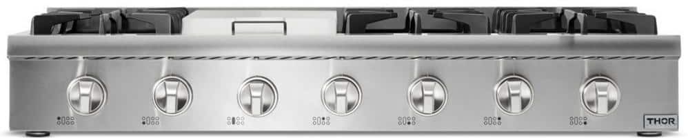 Thor 48 in. Gas Range Top in Stainless Steel with 6 Burners Including Power Burners and Griddle