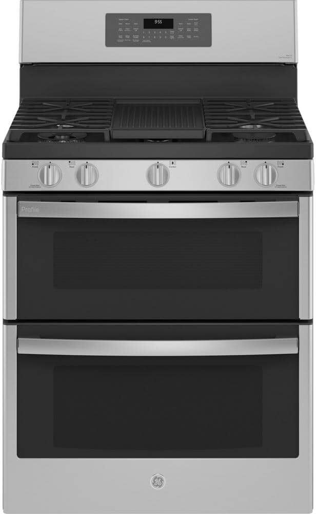 Profile 30 in. 5 Burner Smart Freestanding Double Oven Gas Range in Fingerprint Resistant Stainless with Air Fry