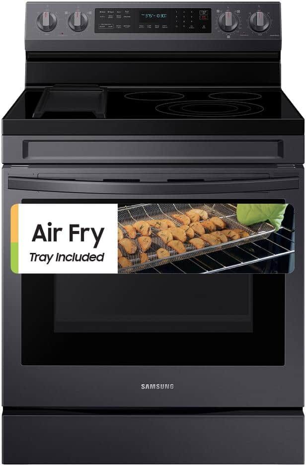 Samsung 6.3 cu. ft. Smart Wi-Fi Enabled Convection Electric Range with No Preheat AirFry in Black Stainless Steel