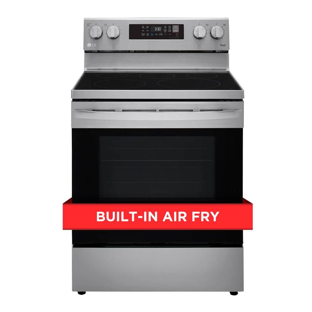 LG 30 in. 6.3 cu. ft. Smart Wi-Fi Enabled Fan Convection Electric Range Oven with AirFry and EasyClean in. Stainless Steel