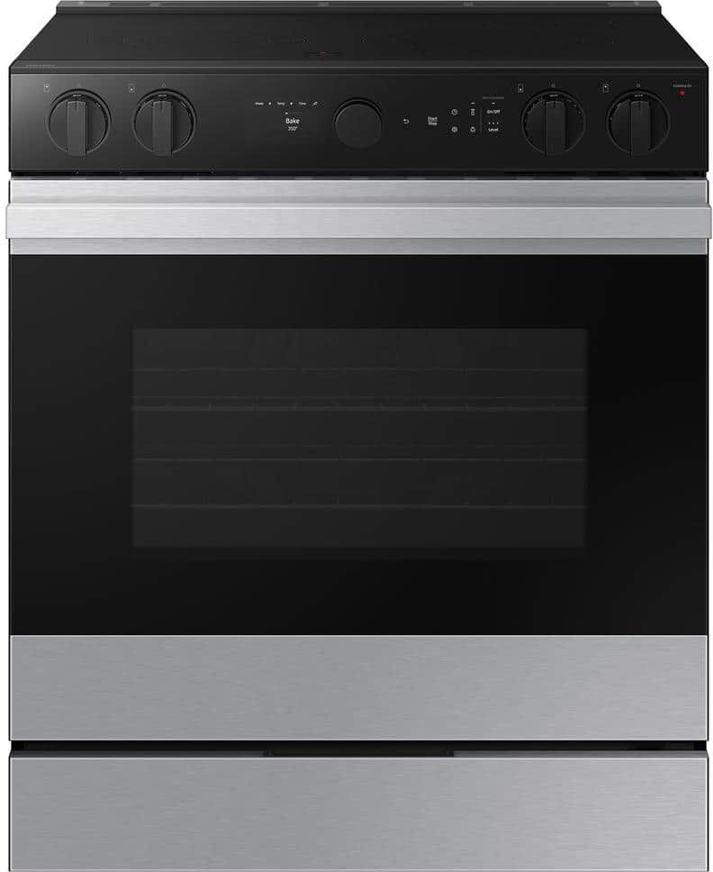 Samsung Bespoke 30 in. 6.3 cu. ft. 5 Element Smart Slide-In Electric Range with Air Sous Vide & Air Fry in Stainless Steel