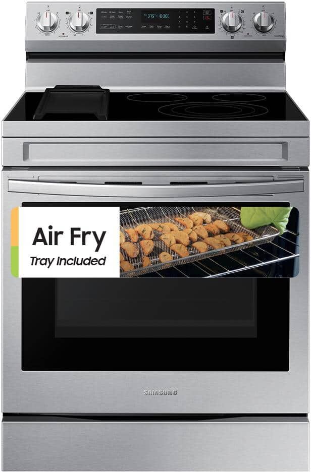 Samsung 6.3 cu. ft. Smart Wi-Fi Enabled Convection Electric Range with No Preheat AirFry in Stainless Steel