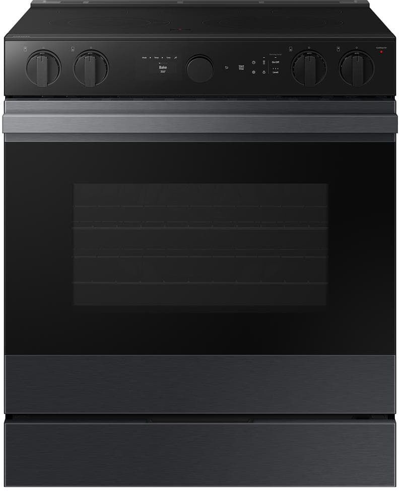 Samsung Bespoke 30 in. 6.3 cu. ft. 5 Element Smart Slide-In Electric Range with Air Sous Vide & Air Fry in Matte Black Steel