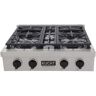 Kucht Professional 30 in. Liquid Propane Gas Range Top in Stainless Steel with Tuxedo Black Knobs with 4 Burners