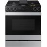 Samsung Bespoke 30 in. 6.0 cu. ft. 5 Burner Smart Slide-In Gas Range with Smart Oven Camera & Air Fry in Stainless Steel