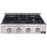 Kucht Professional 30 in. Propane Gas Range-Top with 4 Sealed Burners in Stainless Steel with Classic Silver Knobs