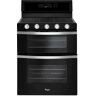 Whirlpool 6.0 cu. ft. Double Oven Gas Range with Center Oval Burner in Black Ice