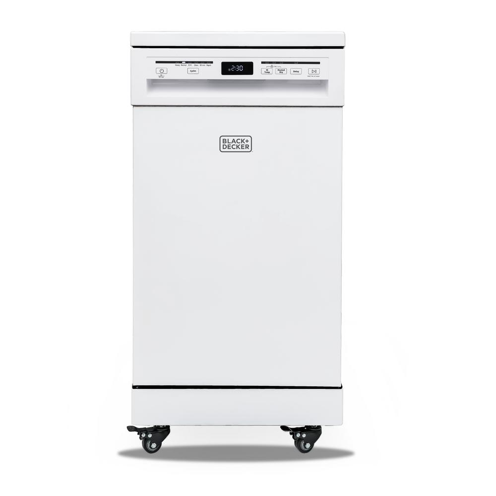 Black & Decker 18 in. White Portable 120-Volt Dishwasher with 8-Place Setting Capacity