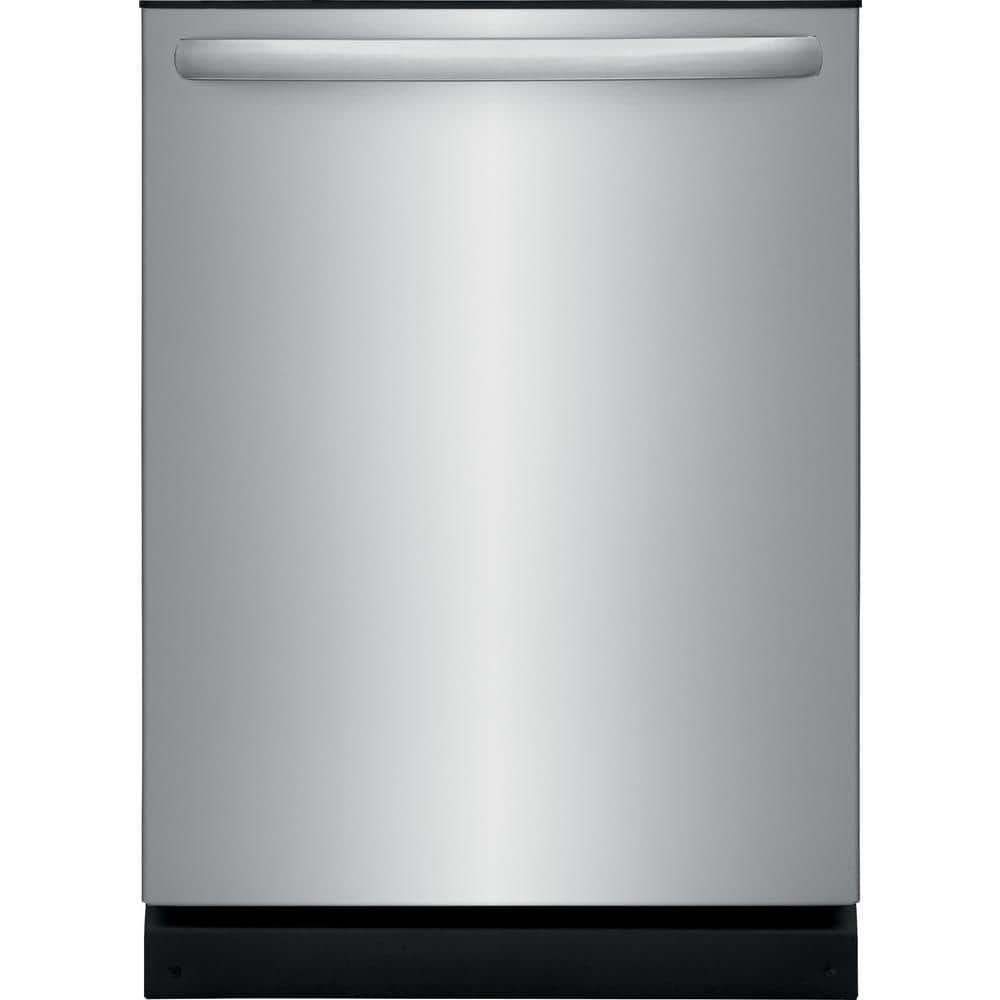 Frigidaire 24 in Top Control Built in Tall Tub Dishwasher with Plastic Tub in Stainless Steel with 4-cycles