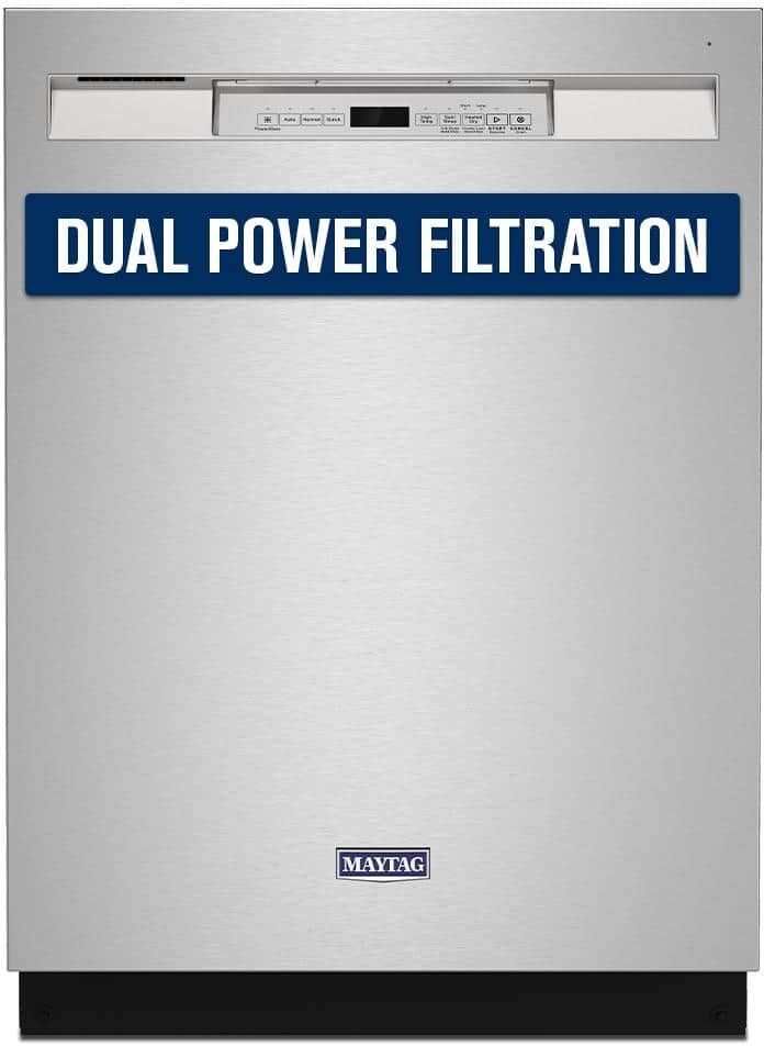 Maytag 24 in. Fingerprint Resistant Stainless Front Control Built-In Tall Tub Dishwasher with Dual Power Filtration, 50 dBA