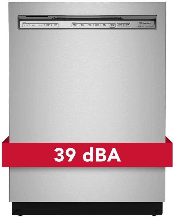 KitchenAid 24 in. PrintShield Stainless Steel Front Control Tall Tub Dishwasher with Stainless Steel Tub, 39 DBA