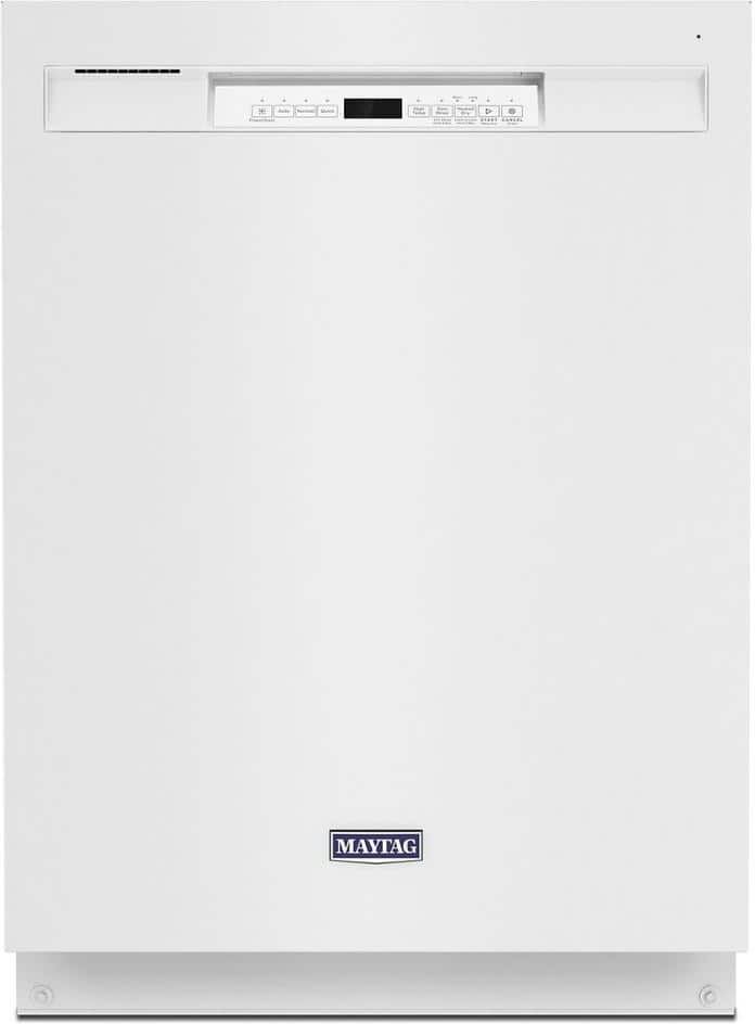 Maytag 24 in. White Front Control Built-In Tall Tub Dishwasher with Stainless Steel Tub and Dual Power Filtration, 50 dBA