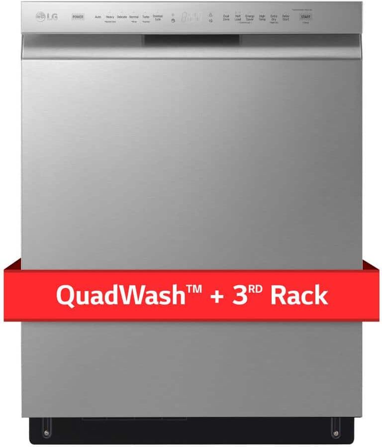 LG 24 in. PrintProof Stainless Steel Front Control Dishwasher with QuadWash, 3rd Rack & Dynamic Dry, 48 dBA