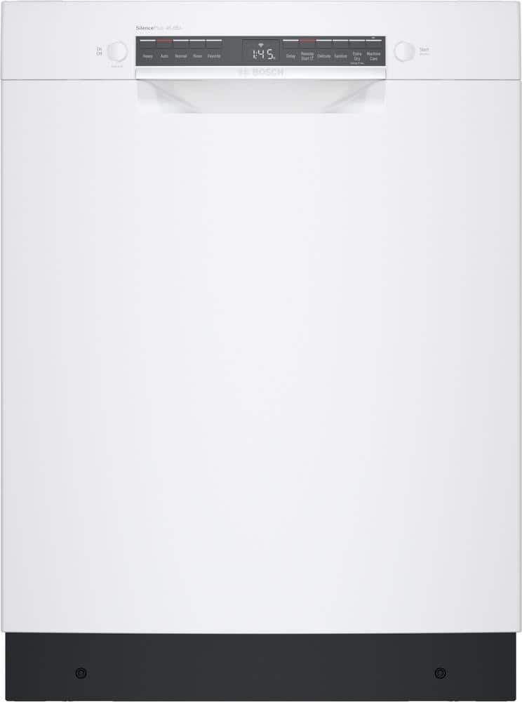 Bosch 300 Series 24 in. ADA Compliant Smart Front Control Dishwasher in White with Stainless Steel Tub, 46dBA