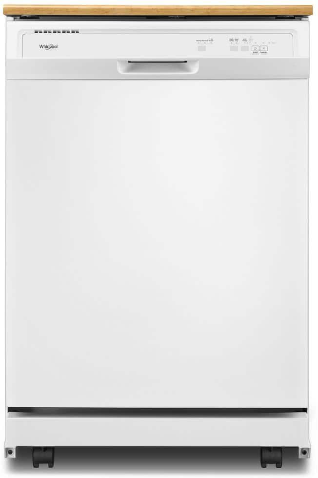 Whirlpool 24 in. White Front Control Heavy-Duty Portable Dishwasher with 1 Hour Wash Cycle, 64 dBA