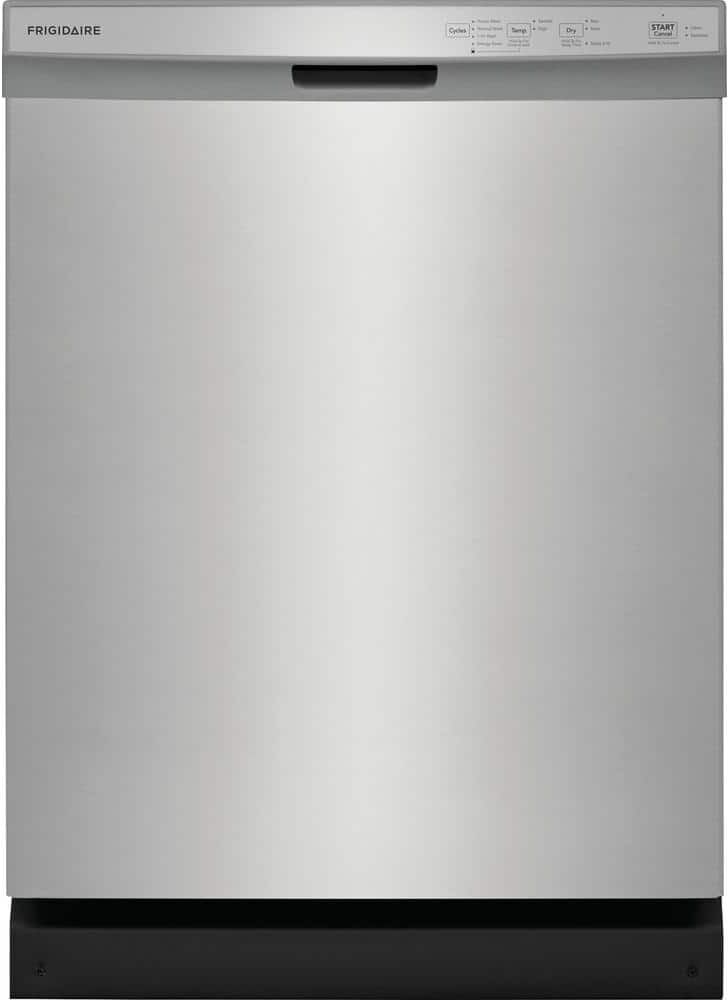 Frigidaire 24 in Front Control Built-In Tall Tub Dishwasher in Stainless Steel with 4-cycles and DishSense Sensor Technology