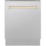 ZLINE Kitchen and Bath Autograph Edition 24 in. Top Control Tall Tub Dishwasher w/ 3rd Rack in Fingerprint Resistant Stainless & Polished Gold