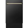 ZLINE Kitchen and Bath Autograph Edition 18 in. Top Control 8-Cycle Tall Tub Dishwasher with 3rd Rack in Black Stainless Steel & Polished Gold