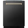 ZLINE Kitchen and Bath Autograph Edition 24 in. Top Control 6-Cycle Tall Tub Dishwasher with 3rd Rack in Black Stainless Steel & Polished Gold