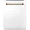 ZLINE Kitchen and Bath Autograph Edition 24 in. Top Control 6-Cycle Tall Tub Dishwasher with 3rd Rack in Matte White & Champagne Bronze