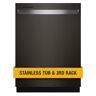 Whirlpool 24 in. Black Stainless Top Control Built-In Tall Tub Dishwasher with Third Level Rack, 47 dBA