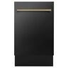 ZLINE Kitchen and Bath Autograph Edition 18 in. Top Control 8-Cycle Tall Tub Dishwasher 3rd Rack in Black Stainless Steel & Champagne Bronze