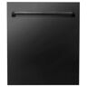 ZLINE Kitchen and Bath 24 in. Top Control 6-Cycle Compact Dishwasher with 2 Racks in Black Stainless Steel & Traditional Handle