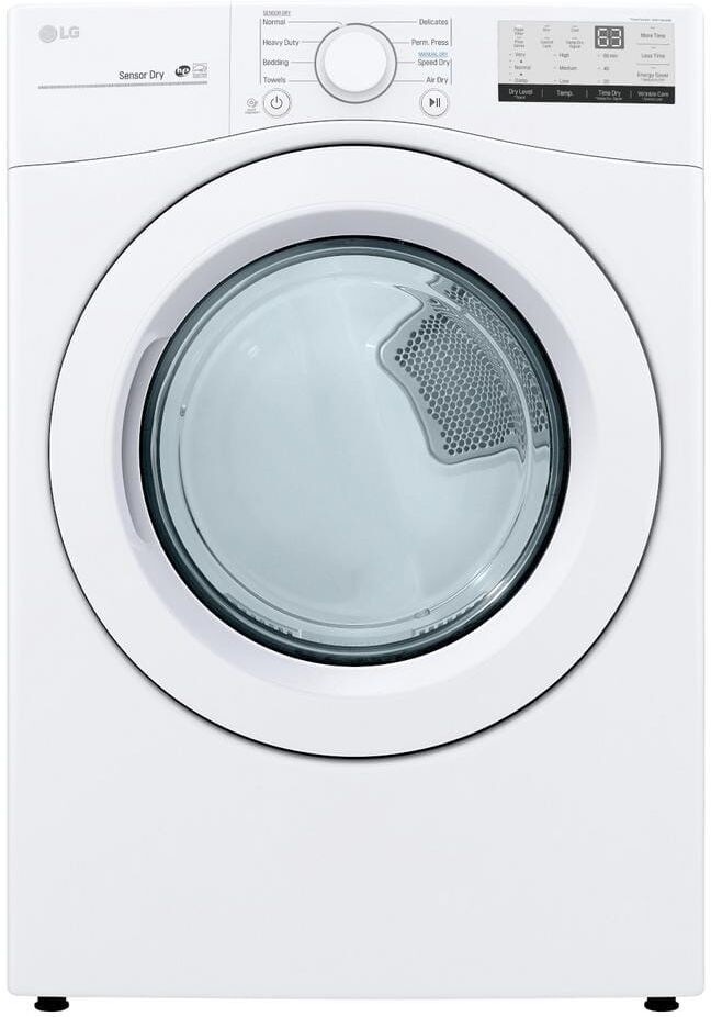 LG 7.4 Cu. Ft. Vented Stackable Electric Dryer in White with Sensor Dry