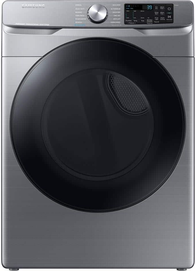 Samsung 7.5 cu. ft. Smart Stackable Vented Electric Dryer with Steam Sanitize+ in Platinum