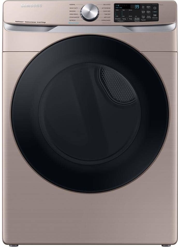 Samsung 7.5 cu. ft. Smart Stackable Vented Electric Dryer with Steam Sanitize+ in Champagne