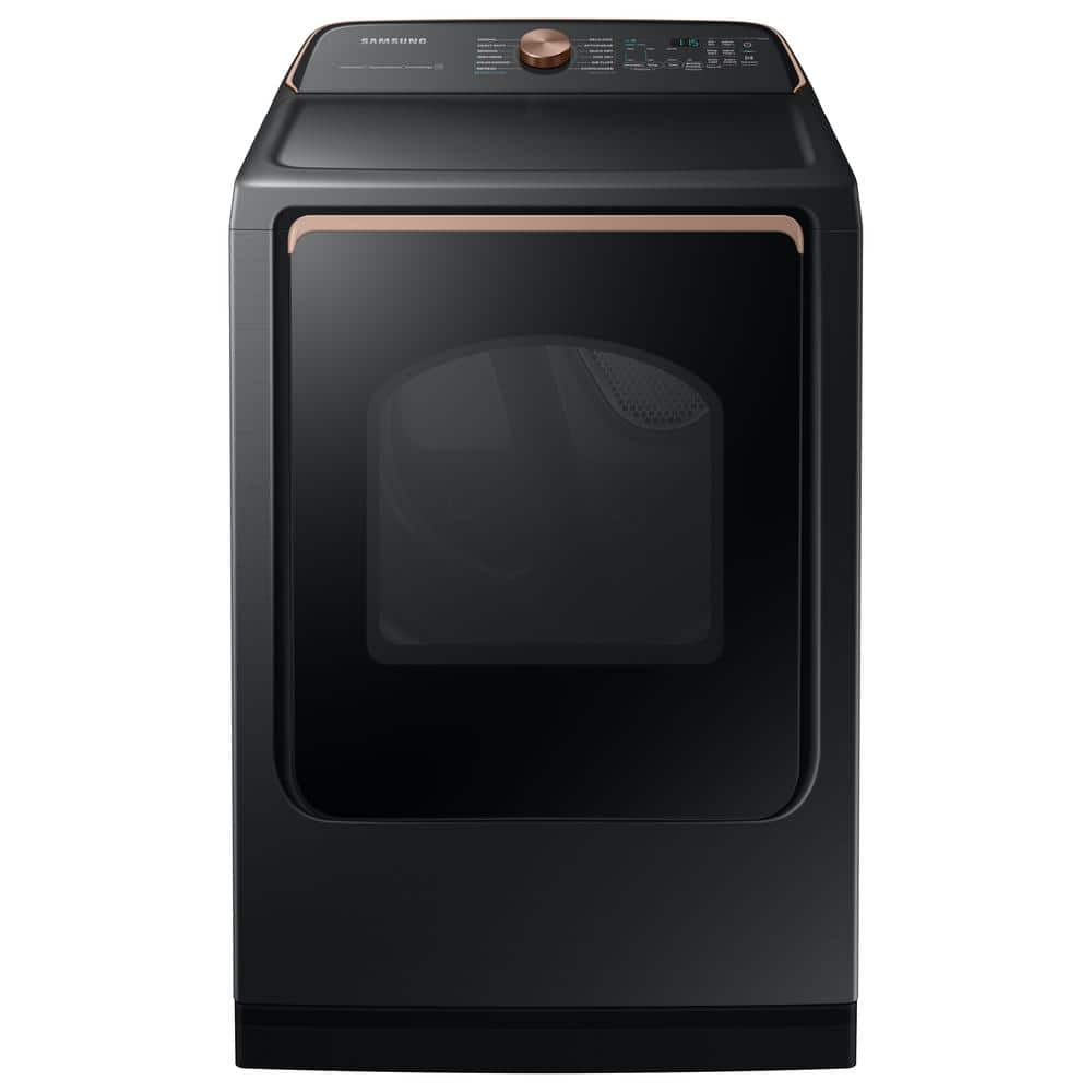 Samsung 7.4 cu. ft. Smart High-Efficiency Vented Electric Dryer with Steam Sanitize+ in Brushed Black