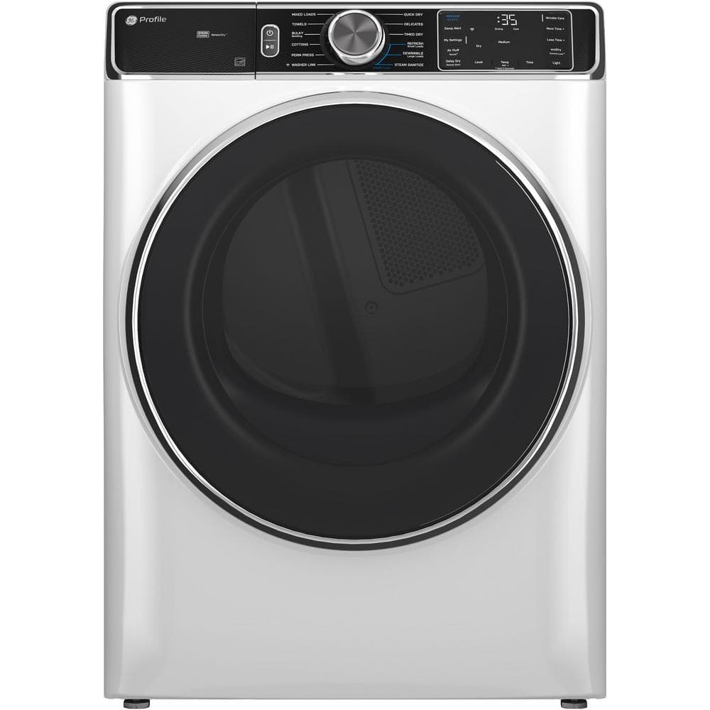 GE 7.8 cu. ft. vented Gas Dryer in White with Steam and Sanitize Cycle, ENERGY STAR